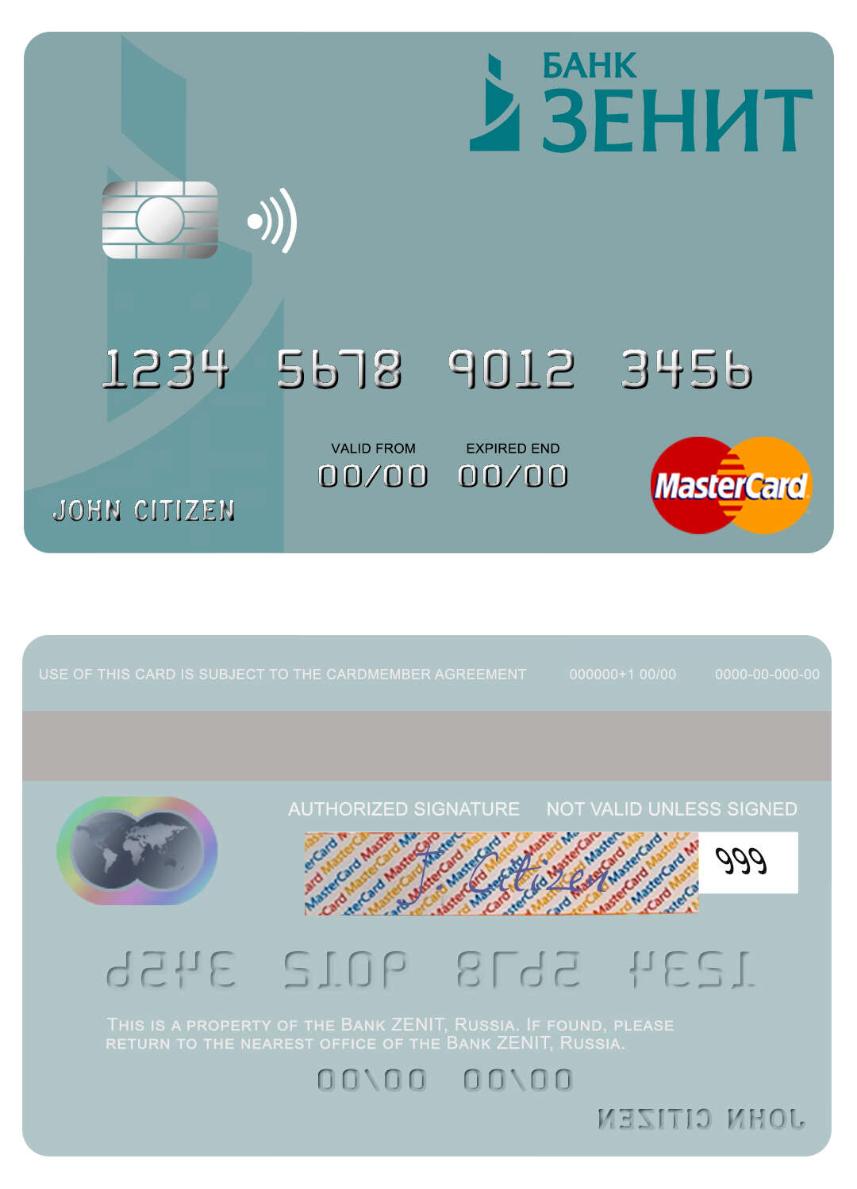 Russia Bank ZENIT mastercard